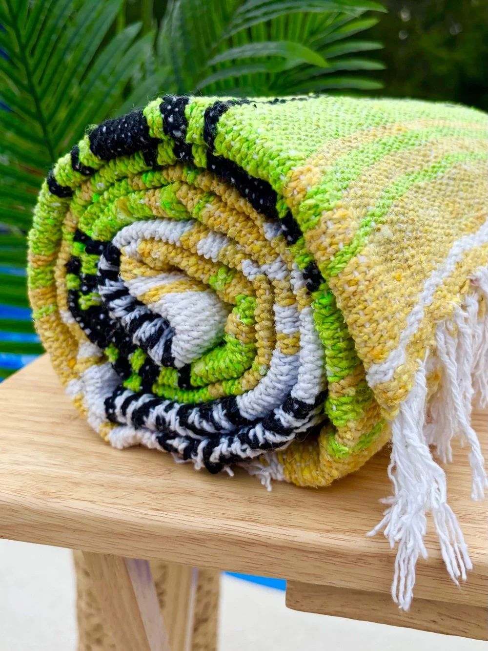 Mexican Falsa Blanket – Striped Woven Fringe Throw